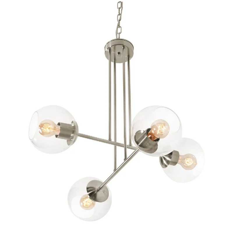 Industrial Ceiling - Mounted Lighting for Assembly PlantsJamie 25 in. 4 Lights Pendant Light Satin Nickel Finish Industrial Ceiling - Mounted Lighting for Assembly PlantsJamie 25 in. 4 Lights Pendant Light Satin Nickel Finish
