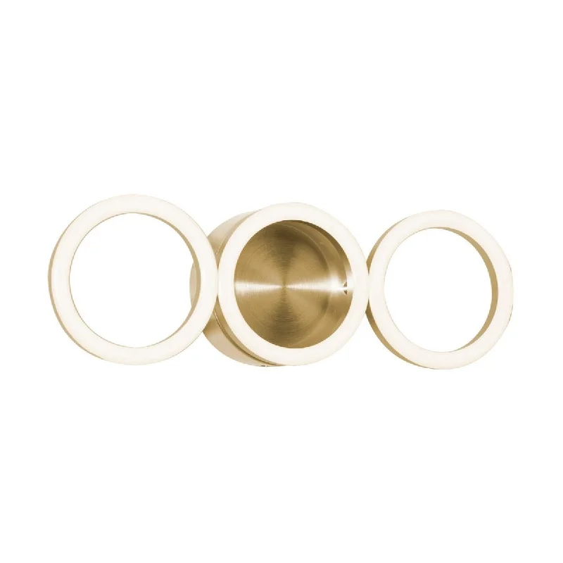 Industrial Lighting for Food Processing FactoriesGlo 3 Lights 14 In. LED Wall Light Satin Brass Finish Industrial Lighting for Food Processing FactoriesGlo 3 Lights 14 In. LED Wall Light Satin Brass Finish