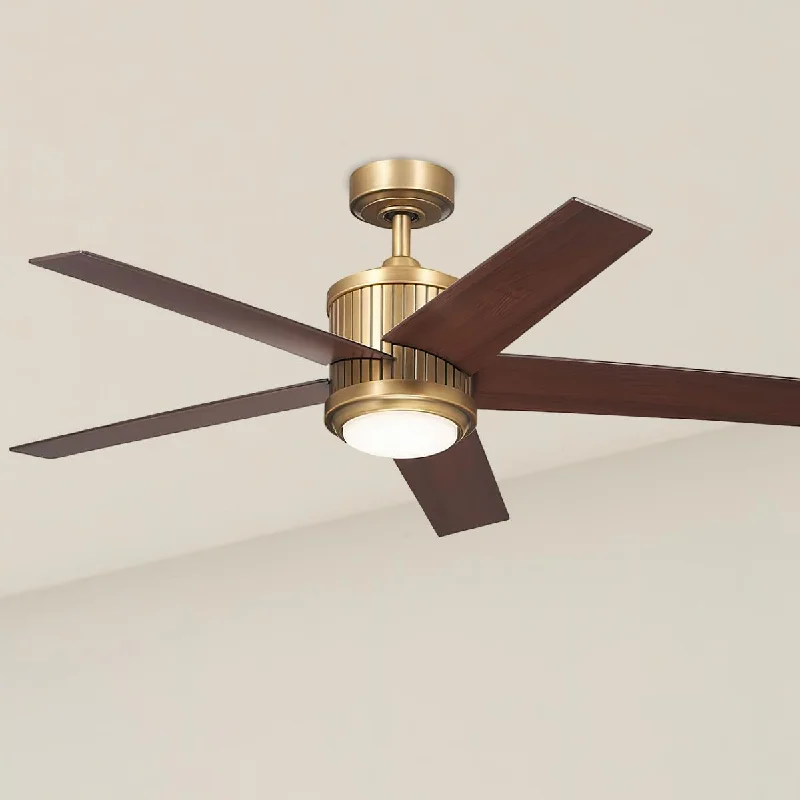 Corrosion - Resistant Industrial Lighting for Coastal FactoriesBrahm 48 Inch Natural Brass LED Indoor Ceiling Fan with Remote