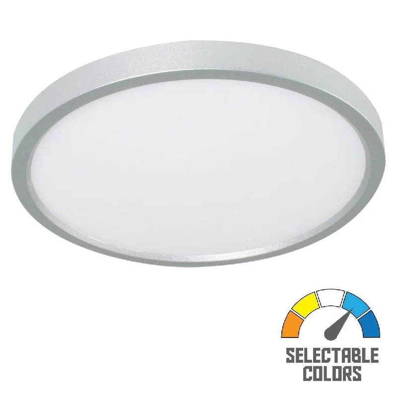 Industrial Exit Sign Lighting for Quick EvacuationEdge Round 8 Inch LED Flush Mount Light, Selectable CCT, Satin Nickel Finish Industrial Exit Sign Lighting for Quick EvacuationEdge Round 8 Inch LED Flush Mount Light, Selectable CCT, Satin Nickel Finish