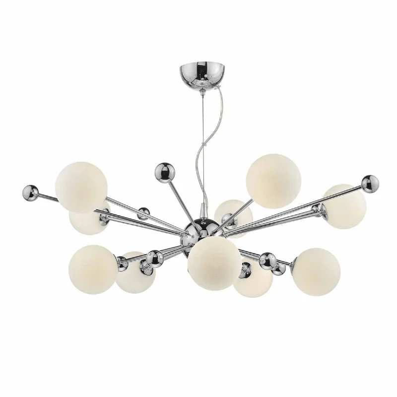 Track lighting for creating a moody atmosphereUrsa 10Lt Centre Ceiling Light - Gold/Polished Chrome & Opal Glass