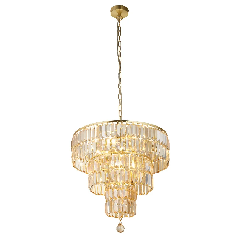 Track lighting with a brushed nickel finishEmpire 5lt Height Adjustable, DImmable Pendant - Satin Brass Metal & Champagne Glass