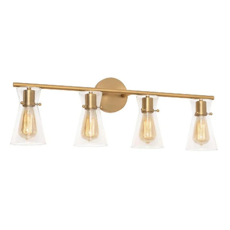 Industrial Lighting for Chemical PlantsAmanda 31 in. 4 lights Vanity Light Satin Brass finish Industrial Lighting for Chemical PlantsAmanda 31 in. 4 lights Vanity Light Satin Brass finish