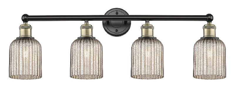 Waterproof Industrial Lighting for Wet AreasEdison Four Light Bath Vanity