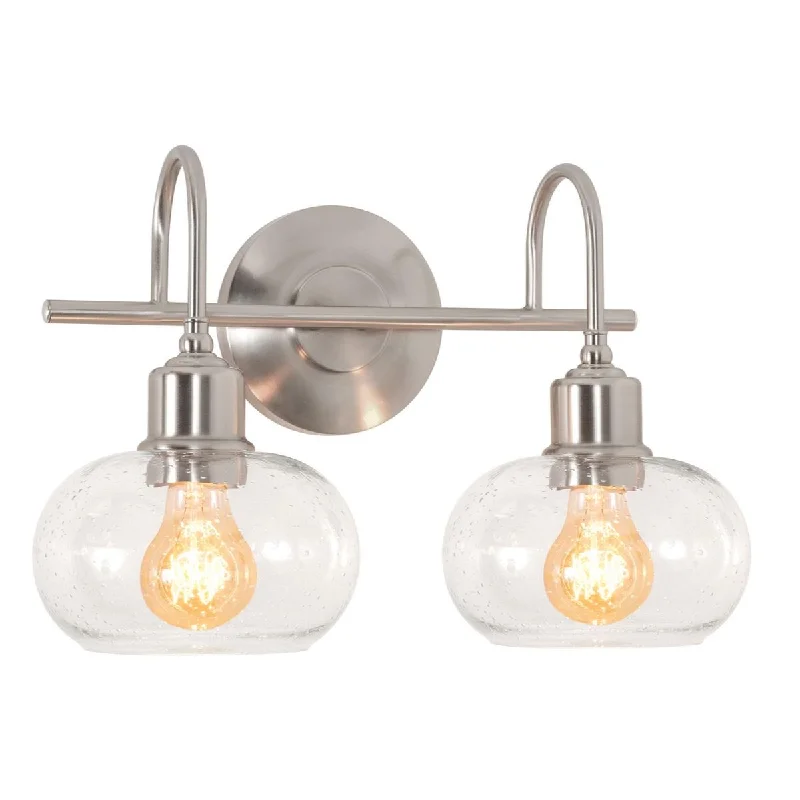 Dust - Resistant Industrial Lighting for Dirty WorkspacesLaney 2 Lights 15 In. Vanity Light Satin Nickel Finish Dust - Resistant Industrial Lighting for Dirty WorkspacesLaney 2 Lights 15 In. Vanity Light Satin Nickel Finish