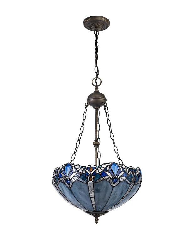 Modern track lighting with LED bulbsOksana 2/3 Light Medium/Large Uplighter Centre Ceiling Light E27 With 30cm Tiffany Shade, Blue & Clear Crystal & Aged Antique Brass