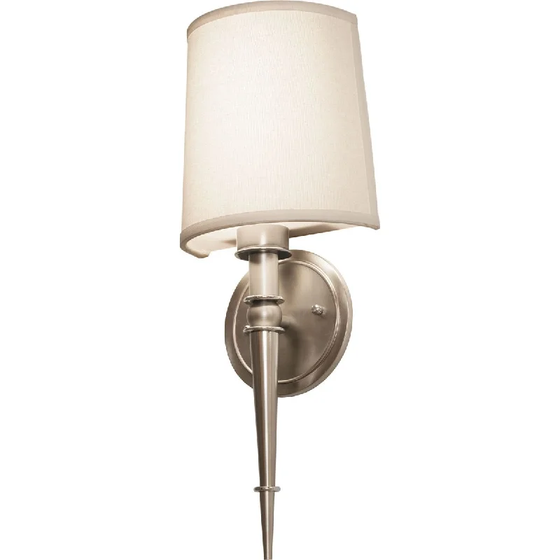 Industrial Emergency Lighting for Safety in FactoriesMontrose 8 in. LED Armed Sconce Satin Nickel Finish Cream Shade