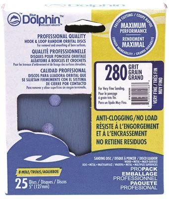 Track lighting with a long - lasting lifespanBlue Dolphin Anti-Clogging/No Load Series 5 Inch  8-Hole Hook & Loop Discs 280 Grit 25 Pack