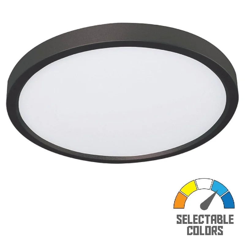 Industrial Flood Lighting for Outdoor Loading DocksEdge Round 8 Inch LED Flush Mount Light, Selectable CCT, Black Finish Industrial Flood Lighting for Outdoor Loading DocksEdge Round 8 Inch LED Flush Mount Light, Selectable CCT, Black Finish