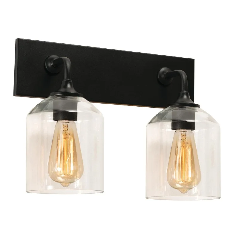 Industrial Lighting for Woodworking FactoriesWilliam 2 Lights 15 In. Vanity Light Black Finish
