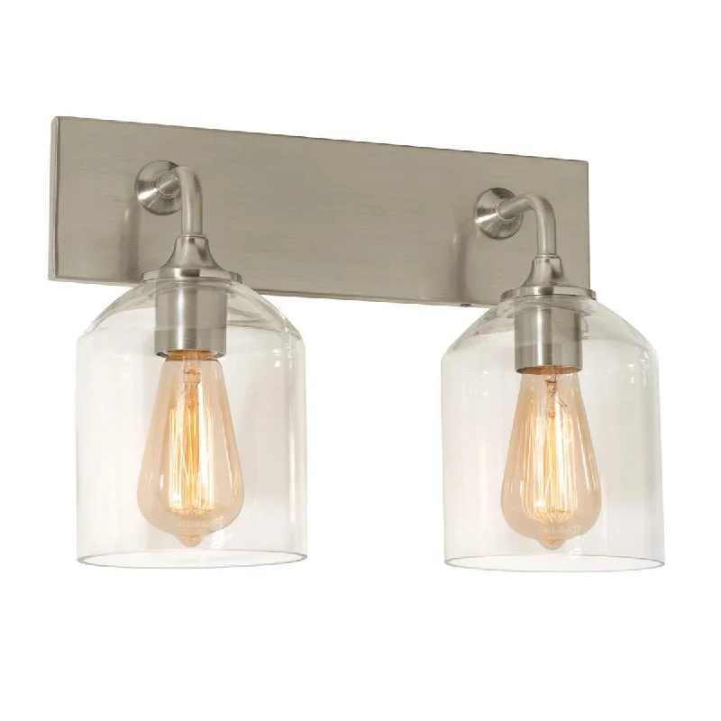 Shock - Resistant Industrial Lighting for Vibrating Machinery AreasWilliam 2 Lights 15 In. Vanity Light Satin Nickel Finish