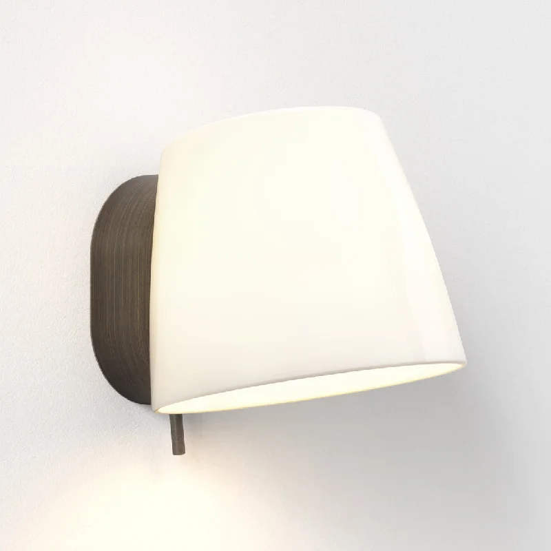 Track lighting with a brushed nickel finishImari Fixed Wall Lamp - Porcelain Shade, Bronze/Nickel Track lighting with a brushed nickel finishImari Fixed Wall Lamp - Porcelain Shade, Bronze/Nickel