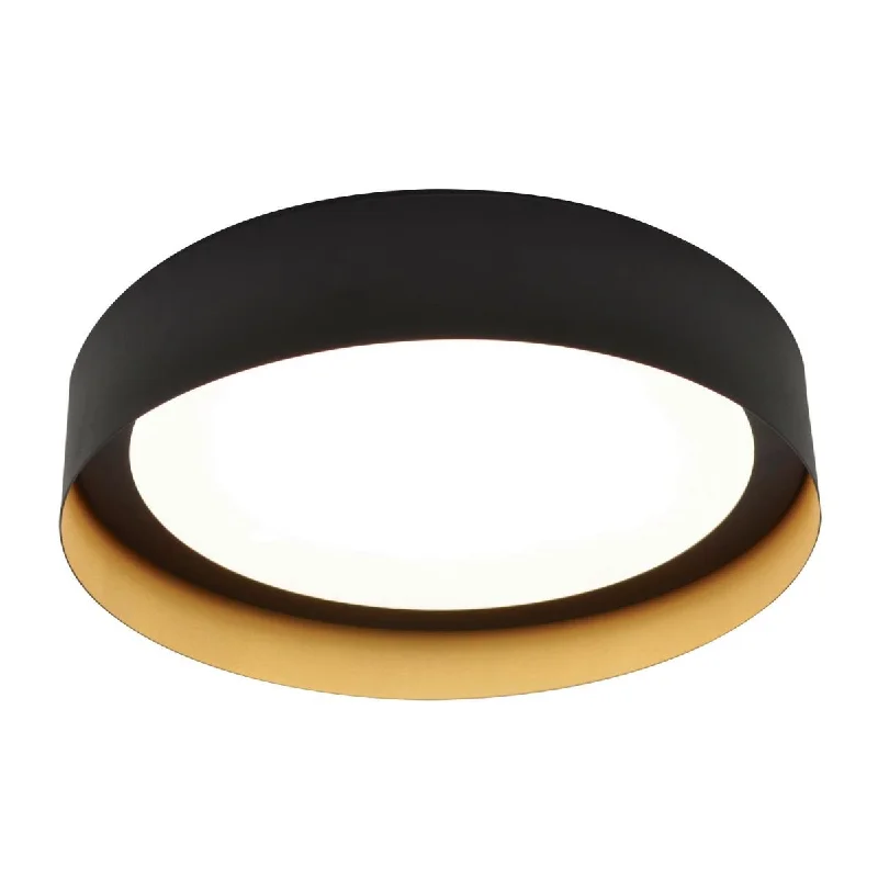 Industrial Lighting for Chemical PlantsReveal 16 in. LED Flush Mount Light 120-277V Black & Gold Finish