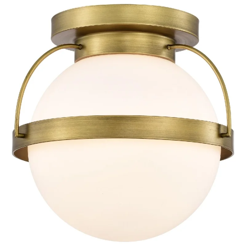 Waterproof Industrial Lighting for Wet AreasLakeshore 10 in. Flush Mount Light Natural Brass Finish