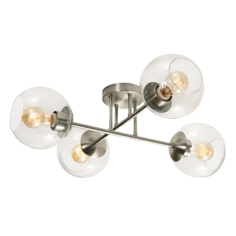 Industrial Lighting for Automotive Manufacturing PlantsJamie 25 in. 4 Lights Semi flush Mount Light Satin Nickel Finish Industrial Lighting for Automotive Manufacturing PlantsJamie 25 in. 4 Lights Semi flush Mount Light Satin Nickel Finish
