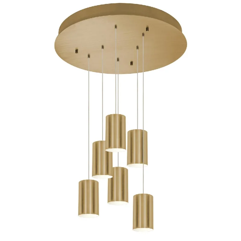 Industrial Lighting for Textile MillsTyke 24 in. 6 Lights Pendant Light Satin Brass Finish