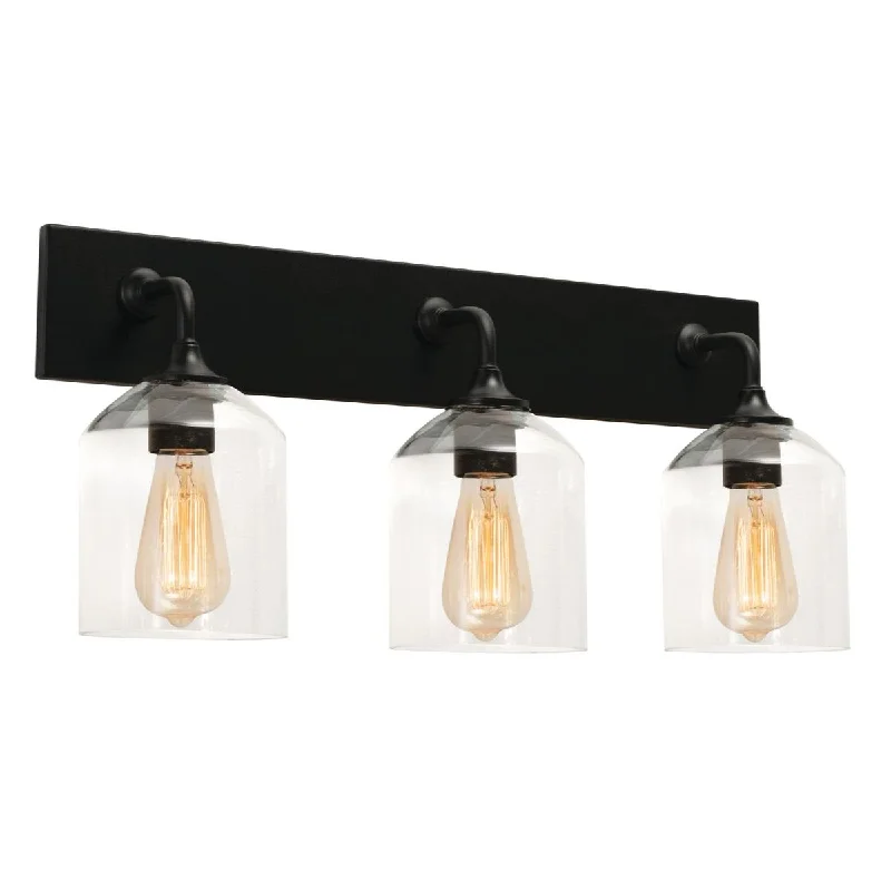 Shock - Resistant Industrial Lighting for Vibrating Machinery AreasWilliam 3 Lights 24 In. Vanity Light Black Finish