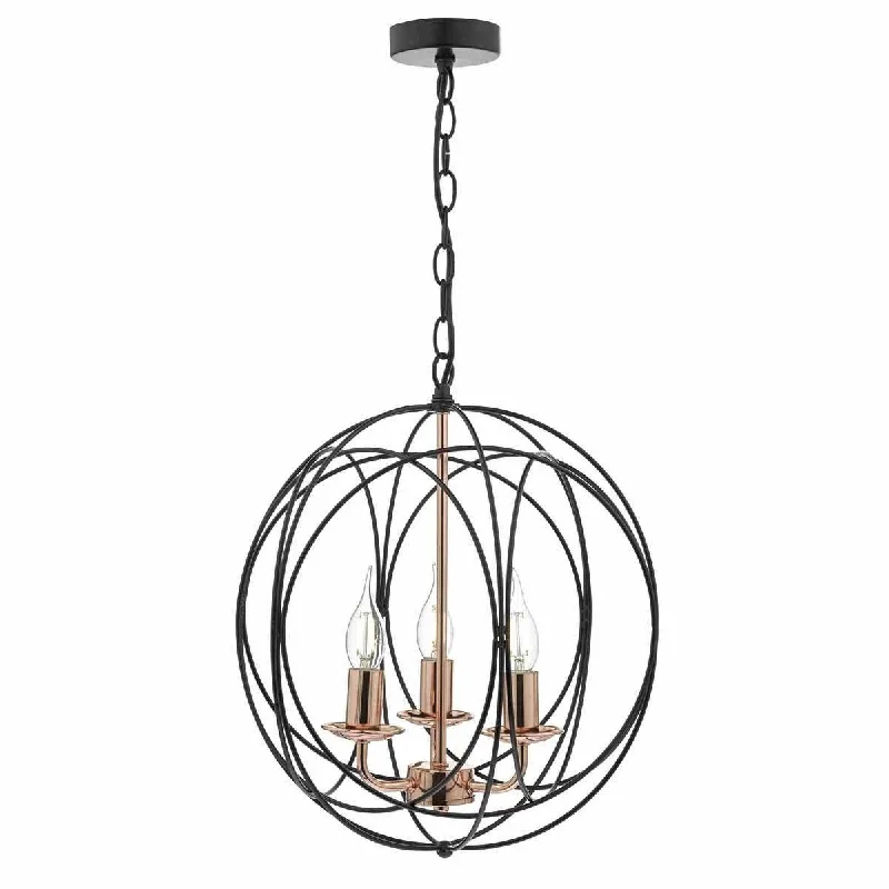 Low - voltage track lighting for safetyPhoenix 3/5Lt Centre Ceiling Light - Black & Copper Finish