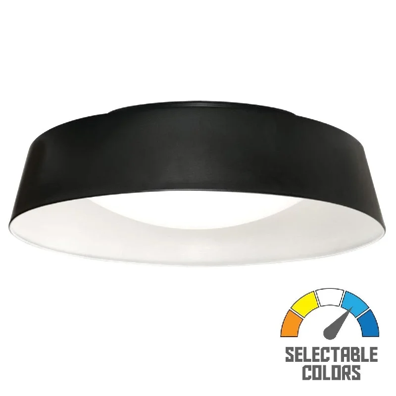 Industrial Lighting for Chemical PlantsDuncan 15 Inch LED Flush Mount Light, Selectable CCT, 120V, Black & White Finish Industrial Lighting for Chemical PlantsDuncan 15 Inch LED Flush Mount Light, Selectable CCT, 120V, Black & White Finish