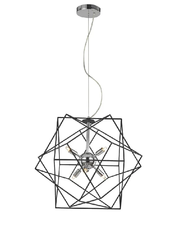 Contemporary track lighting in black finishLogan 6/9lt Dimmable Pendant Centre Ceiling Light IP20, Chrome/Antique Iron Fitting