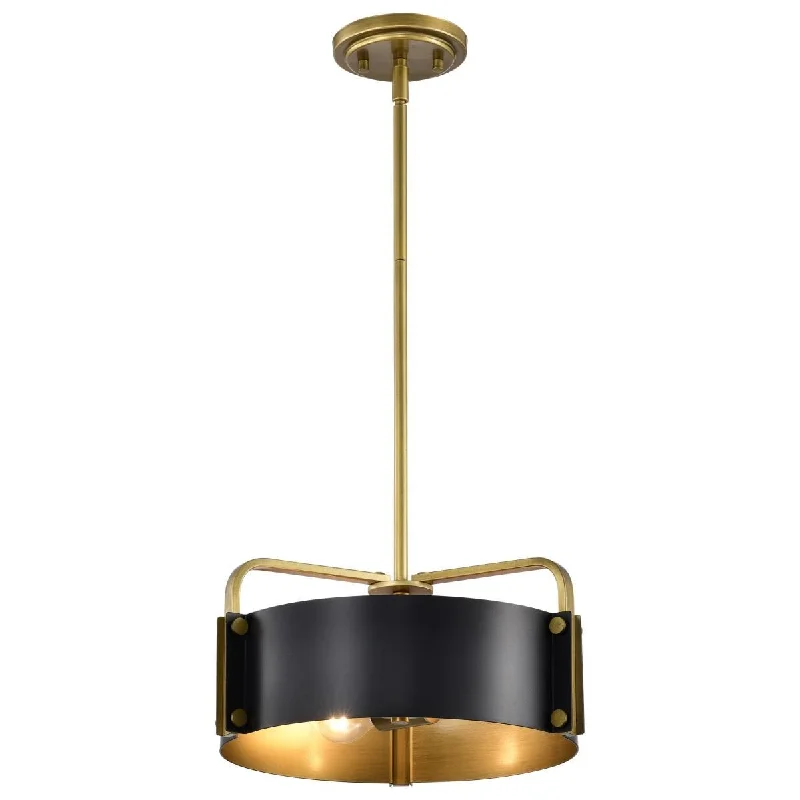 Industrial Flood Lighting for Outdoor Loading DocksAltos 14 in. 3 lights Pendant Light Matte Black and Natural Brass Finish