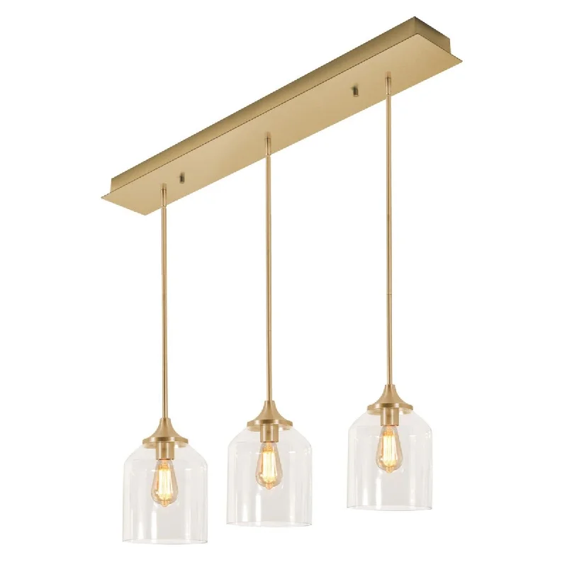 Industrial Emergency Lighting for Safety in FactoriesWilliam 3 Lights 36 In. Pendant Light Satin Brass Finish Industrial Emergency Lighting for Safety in FactoriesWilliam 3 Lights 36 In. Pendant Light Satin Brass Finish