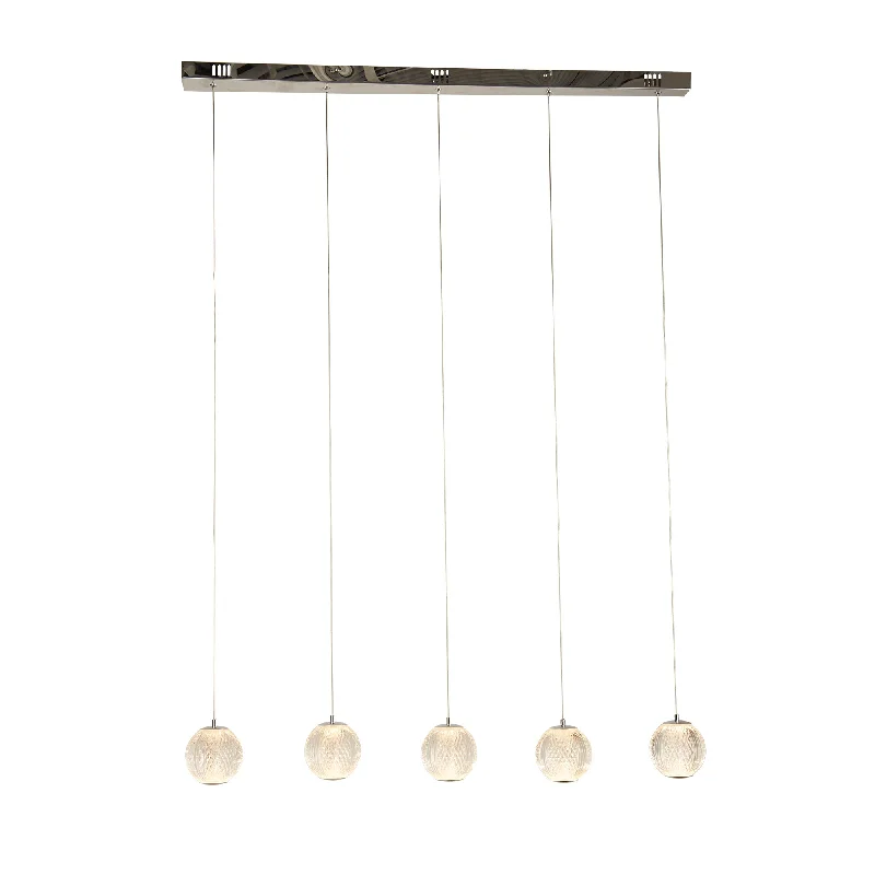 Track lighting with a minimalist track designAllure Chrome 5-light Ceiling Bar Pendant - Clear Acrylic Shades