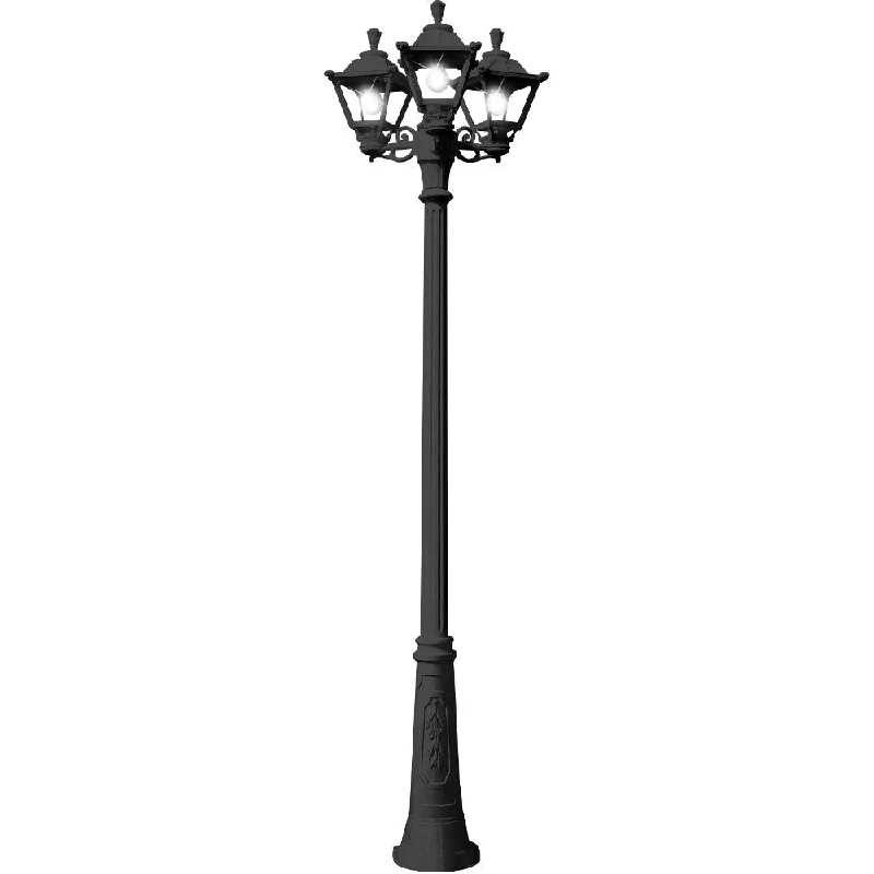 Wireless track lighting for easy installationFUMAGALLI Ricu Bisso Golia Black Clear E27 3 Light Large Post Garden Lights