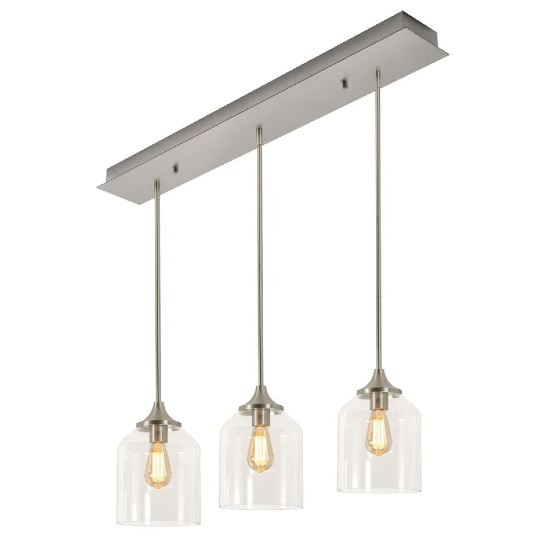 Dimmable Industrial Lighting for Ambiance ControlWilliam 3 Lights 36 In. Pendant Light Satin Nickel Finish