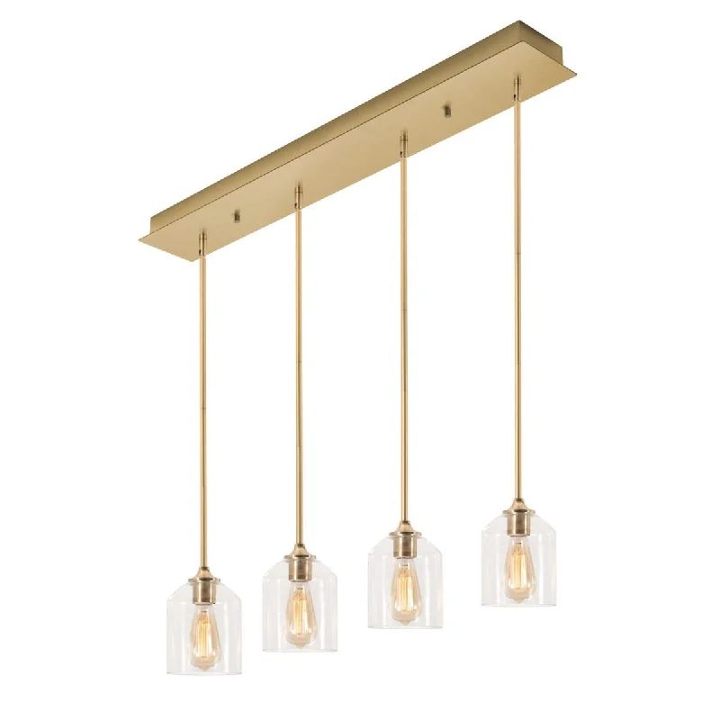 Waterproof Industrial Lighting for Wet AreasWilliam 4 Lights 36 In. Pendant Light Satin Brass Finish