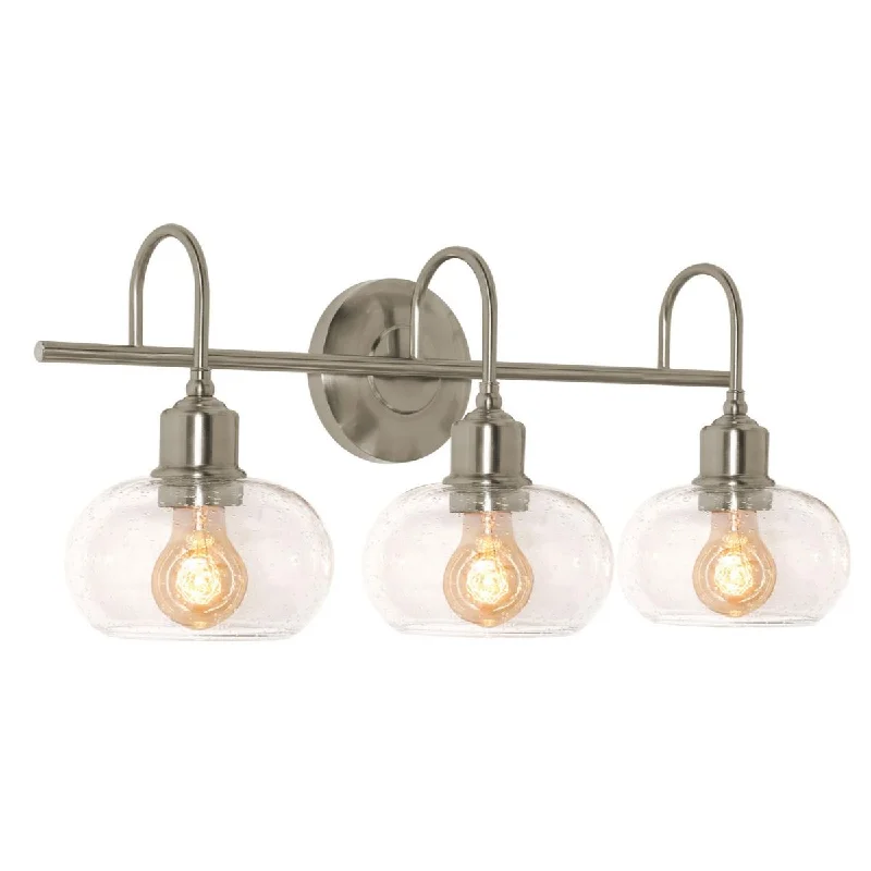 Low - Bay Industrial Lighting Fixtures for Small FactoriesLaney 3 Lights 24 In. Vanity Light Satin Nickel Finish Low - Bay Industrial Lighting Fixtures for Small FactoriesLaney 3 Lights 24 In. Vanity Light Satin Nickel Finish