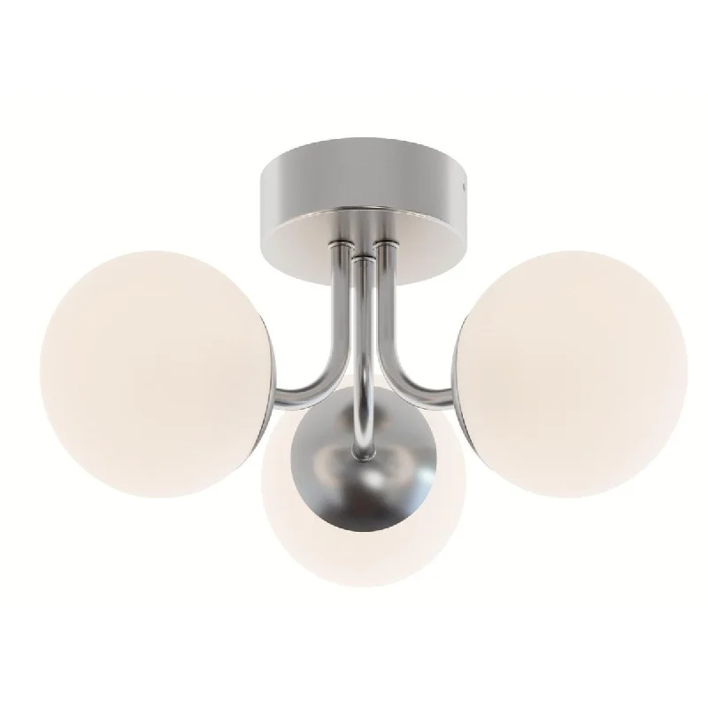 Industrial Lighting for Textile MillsMetropolitan 16 in. 3 Lights LED Semi flush Mount Light Satin Nickel Finish Industrial Lighting for Textile MillsMetropolitan 16 in. 3 Lights LED Semi flush Mount Light Satin Nickel Finish