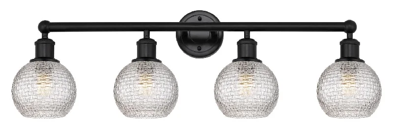 Industrial Lighting for Metal Fabrication ShopsEdison Four Light Bath Vanity
