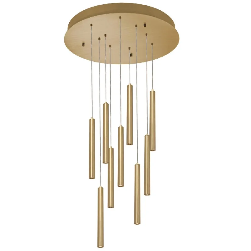 Corrosion - Resistant Industrial Lighting for Coastal FactoriesEli 9 Lights 24 In. LED Pendant Light Satin Brass Finish Corrosion - Resistant Industrial Lighting for Coastal FactoriesEli 9 Lights 24 In. LED Pendant Light Satin Brass Finish