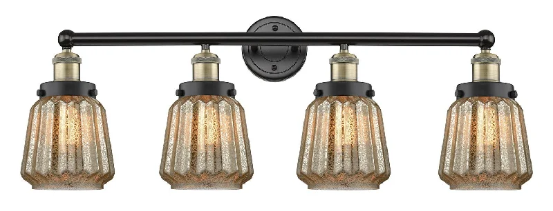 Waterproof Industrial Lighting for Wet AreasEdison Four Light Bath Vanity