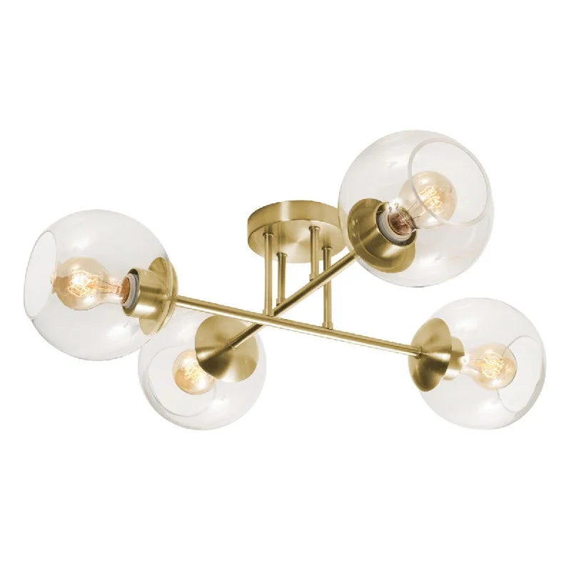 Dimmable Industrial Lighting for Ambiance ControlJamie 25 in. 4 Lights Semi flush Mount Light Satin Brass Finish Dimmable Industrial Lighting for Ambiance ControlJamie 25 in. 4 Lights Semi flush Mount Light Satin Brass Finish
