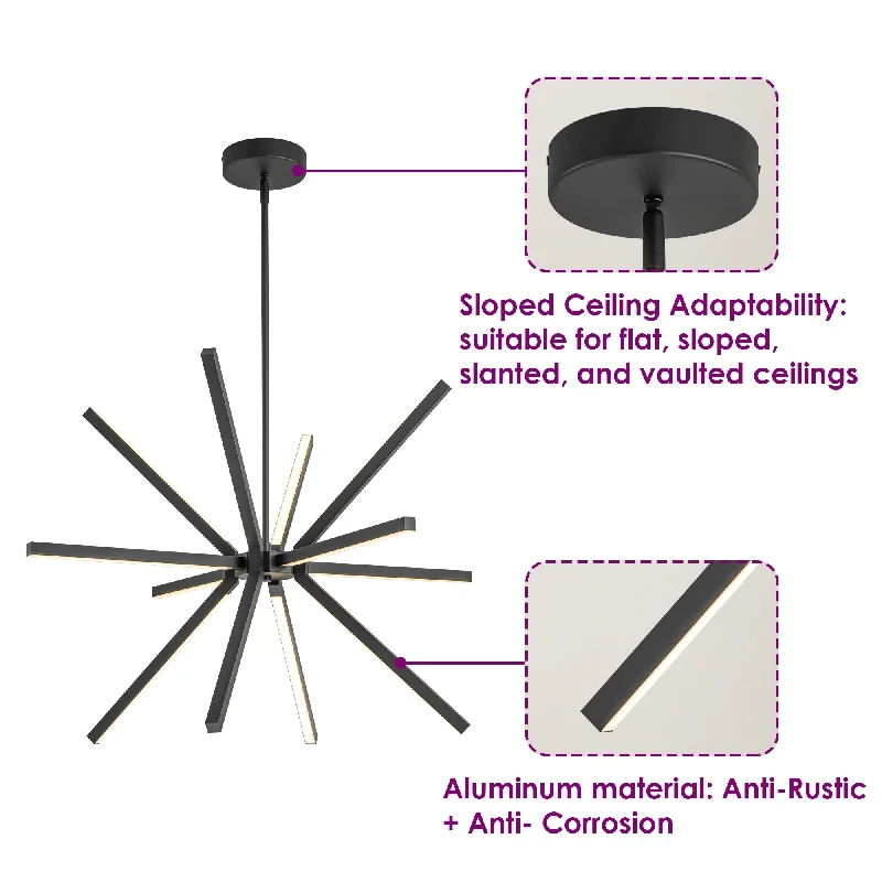 Chandeliers with Venetian Glass for a Luxurious LookChandeliers with Venetian Glass for a Luxurious Look12-Light Modern Black Linear Sputnik LED Chandelier for Dining Room, Pendant Island Light - 33.4 in. W x 23.2 in. H Chandeliers with Venetian Glass for a Luxurious LookChandeliers with Venetian Glass for a Luxurious Look12-Light Modern Black Linear Sputnik LED Chandelier for Dining Room, Pendant Island Light - 33.4 in. W x 23.2 in. H