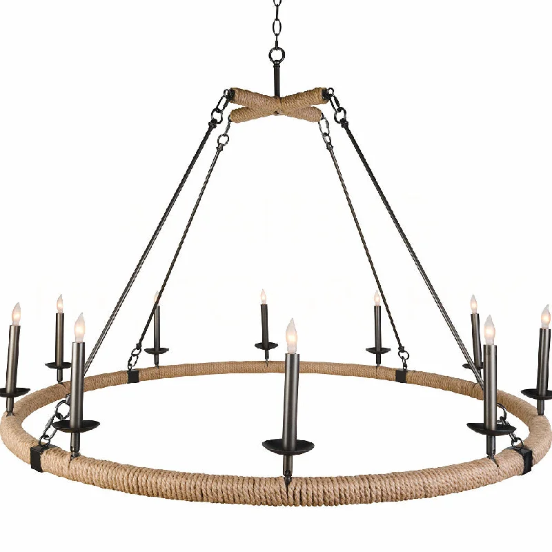 Chandeliers with Adjustable Height for Custom InstallationChandeliers with Adjustable Height for Custom InstallationAidan Gray Home L328 CHAN Chandelier Light - Rustic Iron & Jute