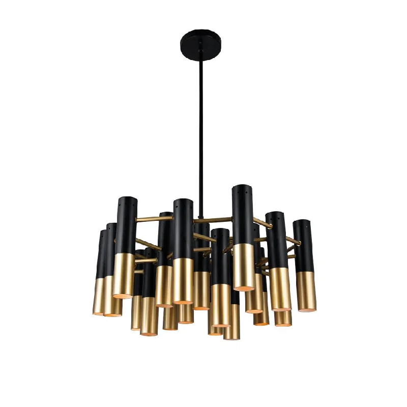 Ceiling - Mounted Chandeliers for Standard CeilingsCeiling - Mounted Chandeliers for Standard CeilingsAnem 19 Light Down Chandelier With Matte Black & Satin Gold Finish