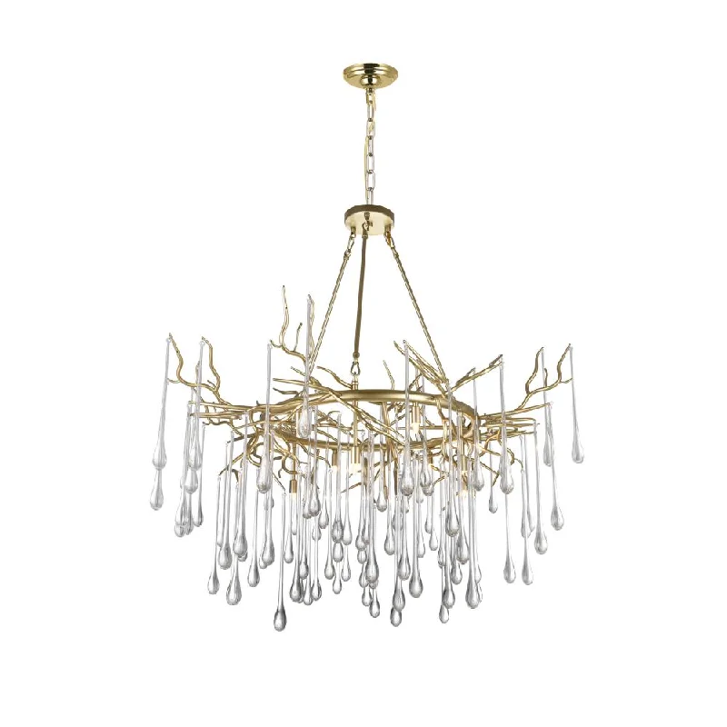 Chandeliers with Metal Frames in Bronze FinishChandeliers with Metal Frames in Bronze FinishAnita 12 Light Chandelier With Gold Leaf Finish