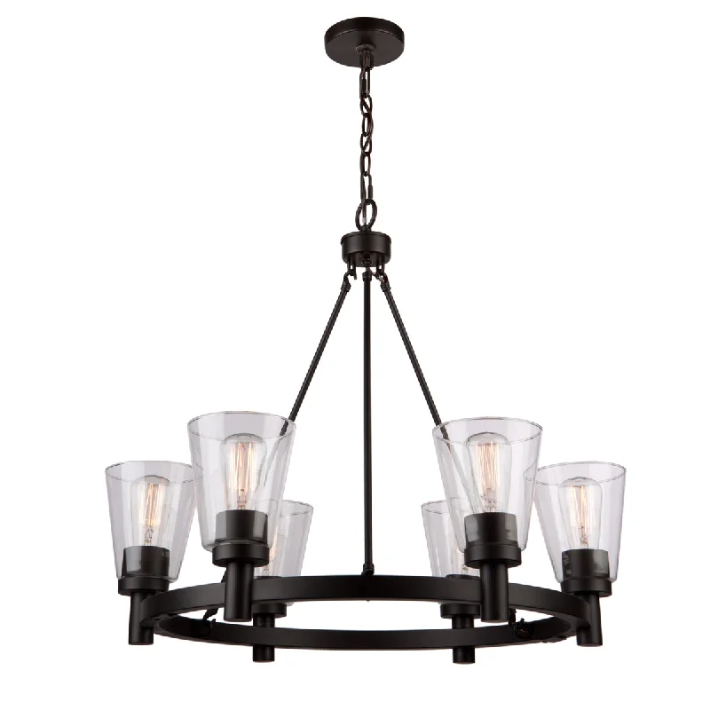 Chandeliers with Metal Frames in Black FinishChandeliers with Metal Frames in Black FinishArtcraft Clarence AC10766OB Chandelier Light - Oil Rubbed Bronze