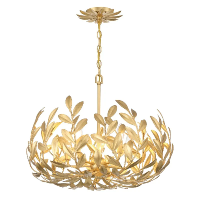 Chandeliers with Metal Frames in Silver FinishChandeliers with Metal Frames in Silver FinishBroche 5 Light Antique Gold Chandelier