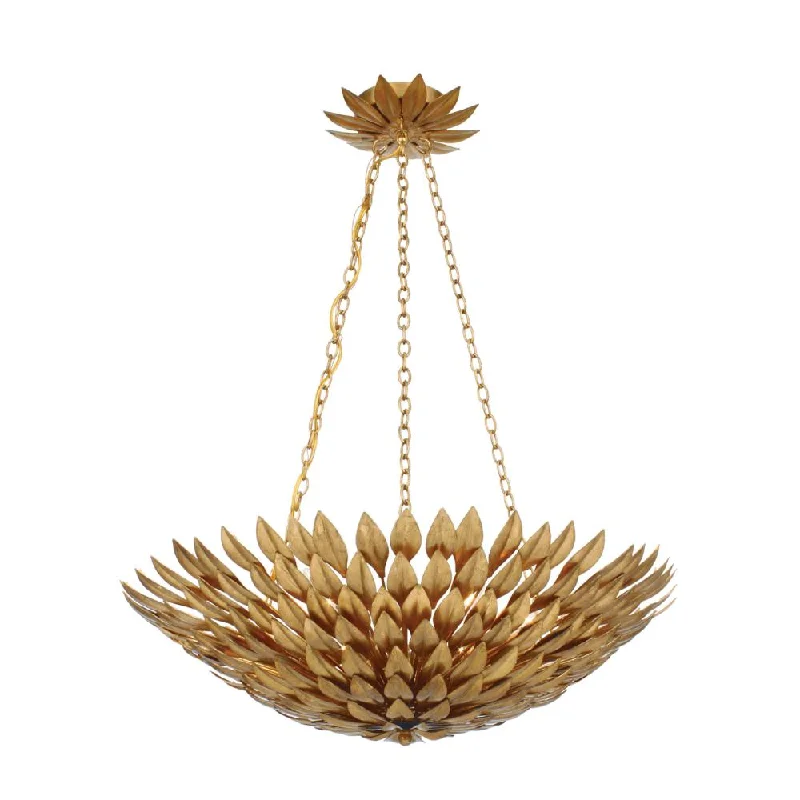 Oversized Chandeliers as a Statement Piece in Living RoomsOversized Chandeliers as a Statement Piece in Living RoomsBroche 6 Light Antique Gold Leaf Chandelier