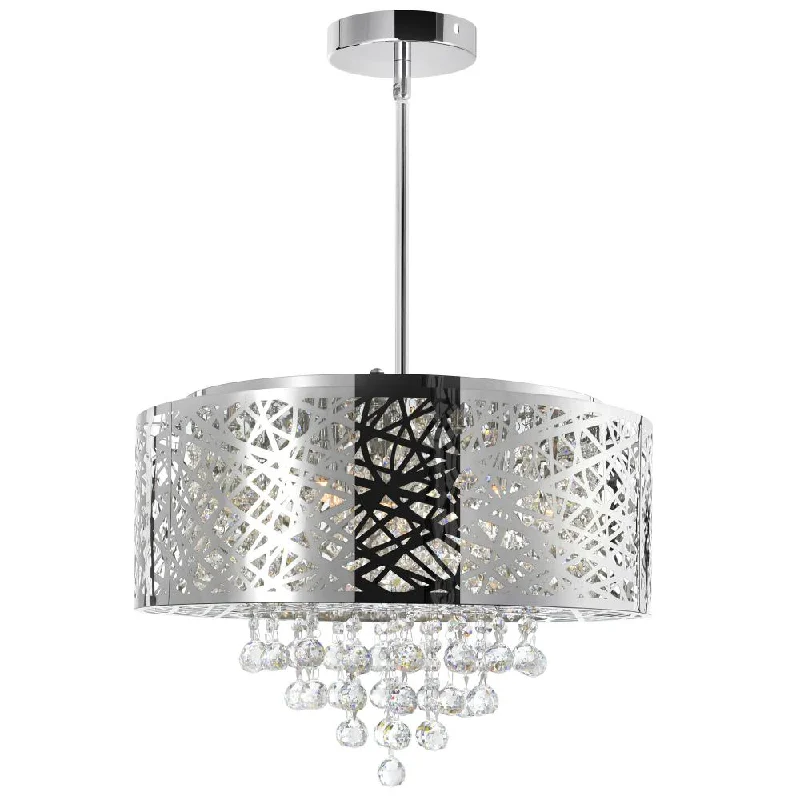 Chandeliers with Adjustable Height for Custom InstallationChandeliers with Adjustable Height for Custom InstallationEternity 9 Light Drum Shade Chandelier With Chrome Finish