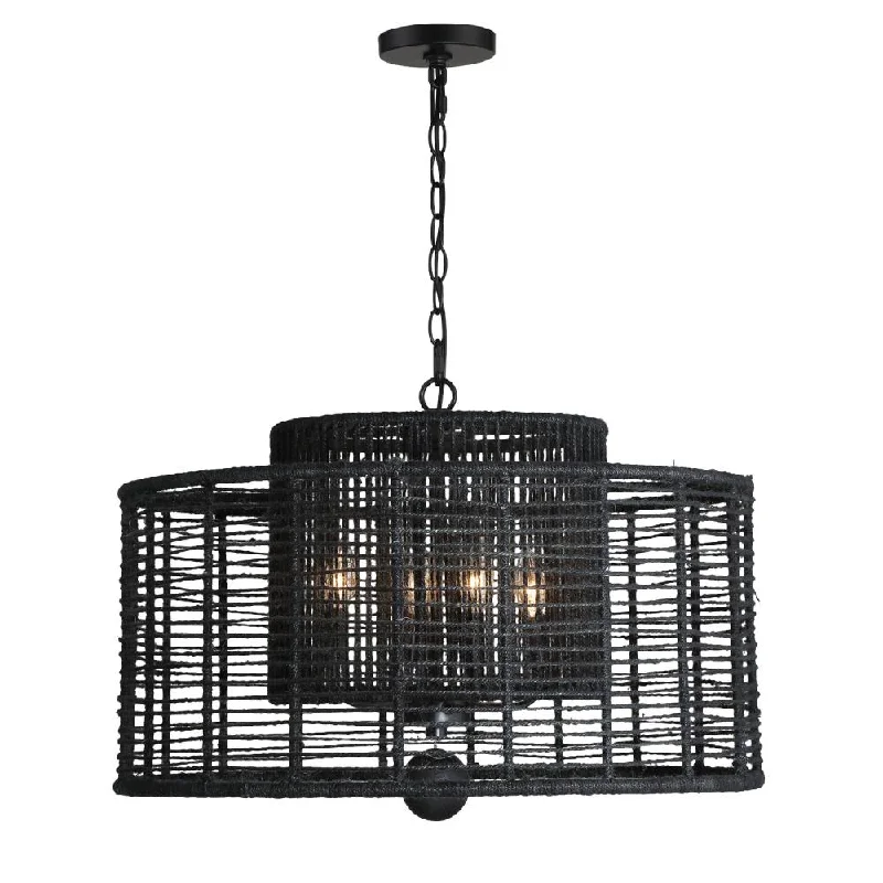Rustic Wood Chandeliers for Country - Style HousesRustic Wood Chandeliers for Country - Style HousesJayna 4 Light Matte Black Chandelier