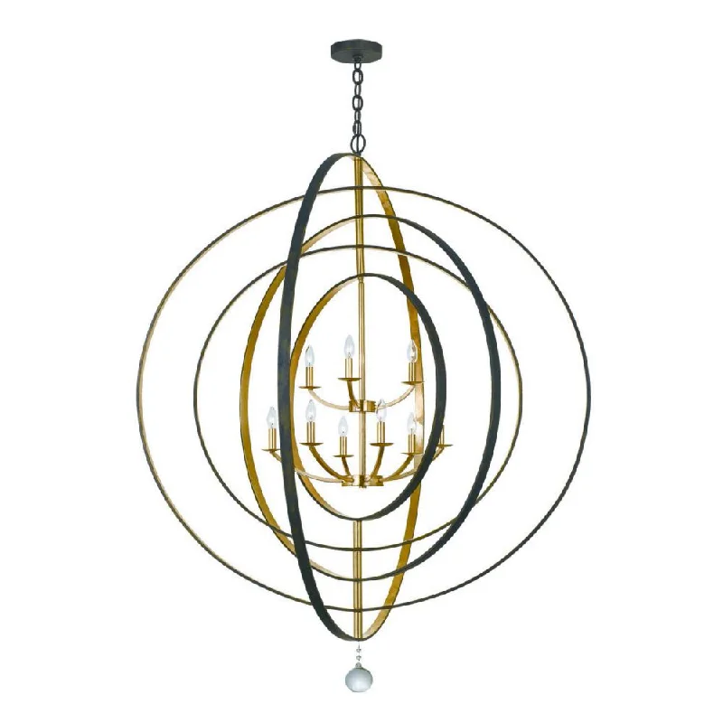 Ceiling - Mounted Chandeliers for Standard CeilingsCeiling - Mounted Chandeliers for Standard CeilingsLuna 9 Light English Bronze + Antique Gold Chandelier