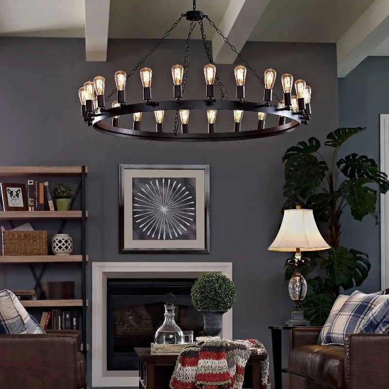 Industrial Iron Chandeliers for Loft - Inspired SpacesIndustrial Iron Chandeliers for Loft - Inspired SpacesModway Teleport 52" Chandelier - Brown - EEI-2118