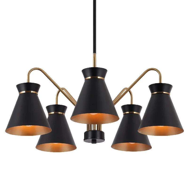 Chandeliers with Metal Frames in Black FinishChandeliers with Metal Frames in Black FinishNoah 5-Light Medium Black Chandelier