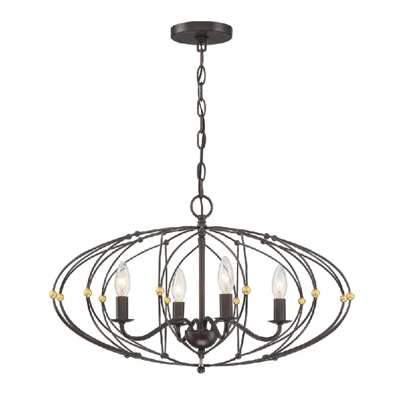 Industrial Iron Chandeliers for Loft - Inspired SpacesIndustrial Iron Chandeliers for Loft - Inspired SpacesZucca 4 Light English Bronze + Antique Gold Chandelier