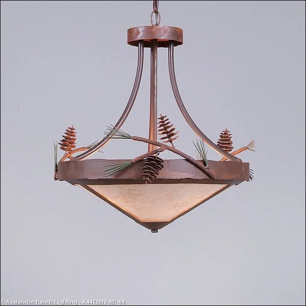 Japanese - Inspired Ceiling Lights with Shoji - Screen - like DiffusersJapanese - Inspired Ceiling Lights with Shoji - Screen - like DiffusersAvalanche Ranch Crestline-Pine Cone A44720IV-HR-04 Pendant Light - Pine Green/Rust Patina